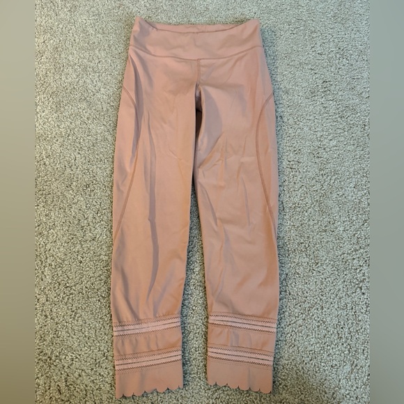 FP Movement by Free People Pants - FP Movement by Free People Mauve Pink Cropped Leggings with Scalloped Hem